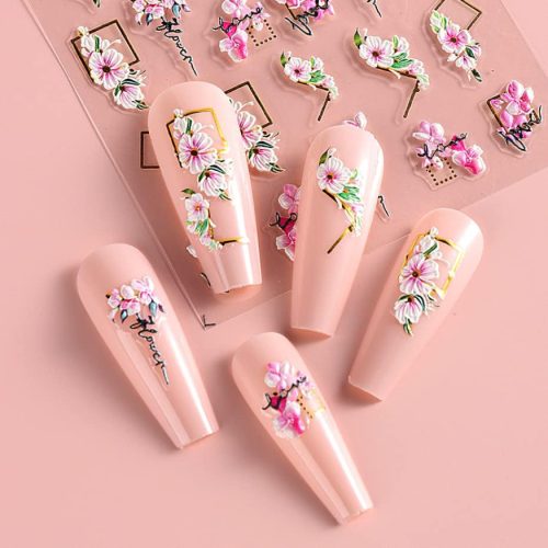 JMEOWIO 3D Flower Nail Stickers 4 Sheets