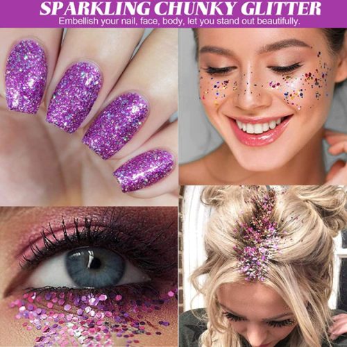 HEMOER Holographic Chunky Glitters Nail Sequin